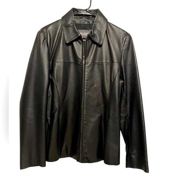 Women’s Wilson Black Leather Zip Up Jacket. EUC Sz. M - Picture 2 of 13
